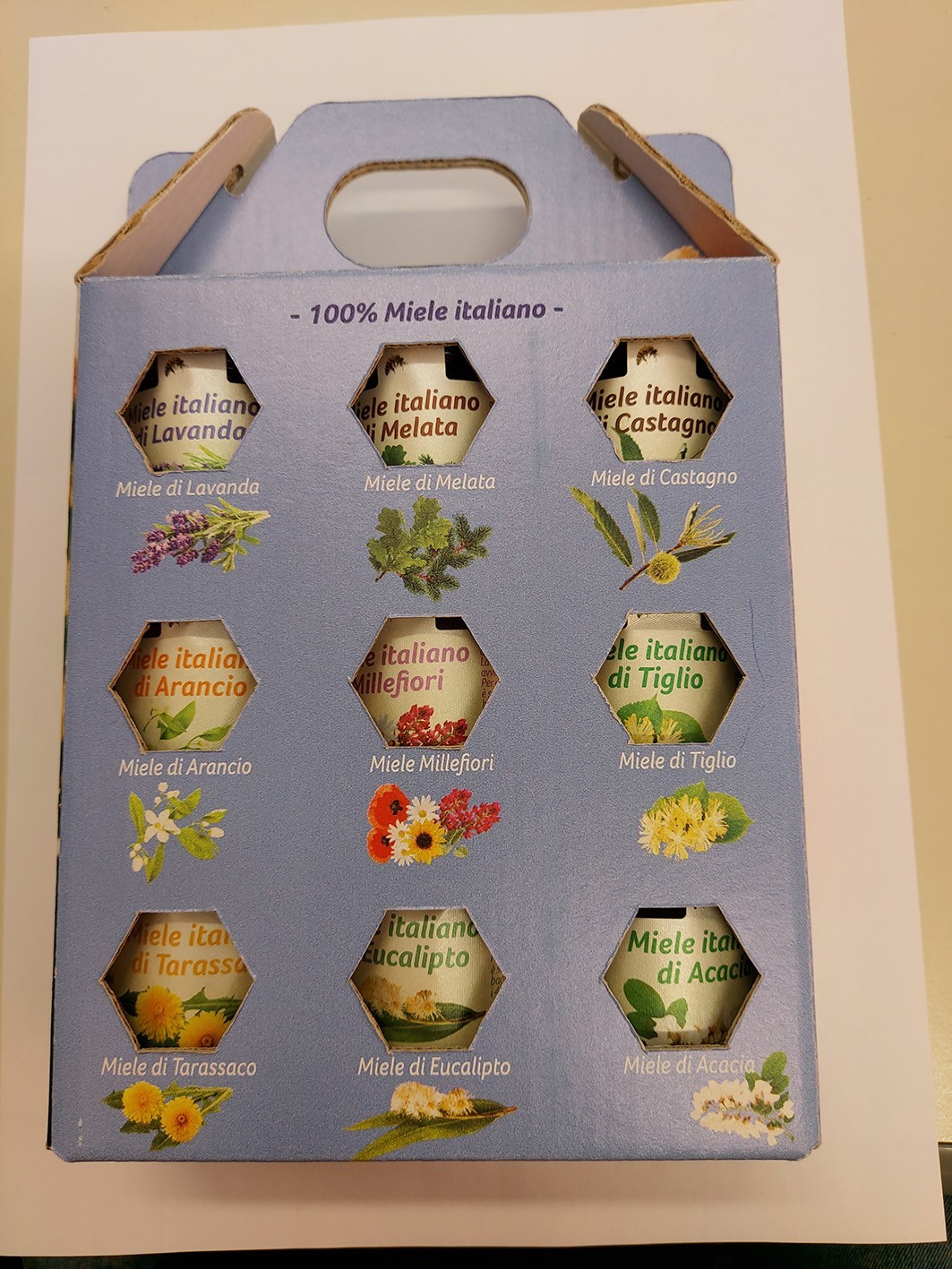 CONFEZIONE REGALO MIELI ITALIANI 9 PZ DA 40 GR CADAUNO