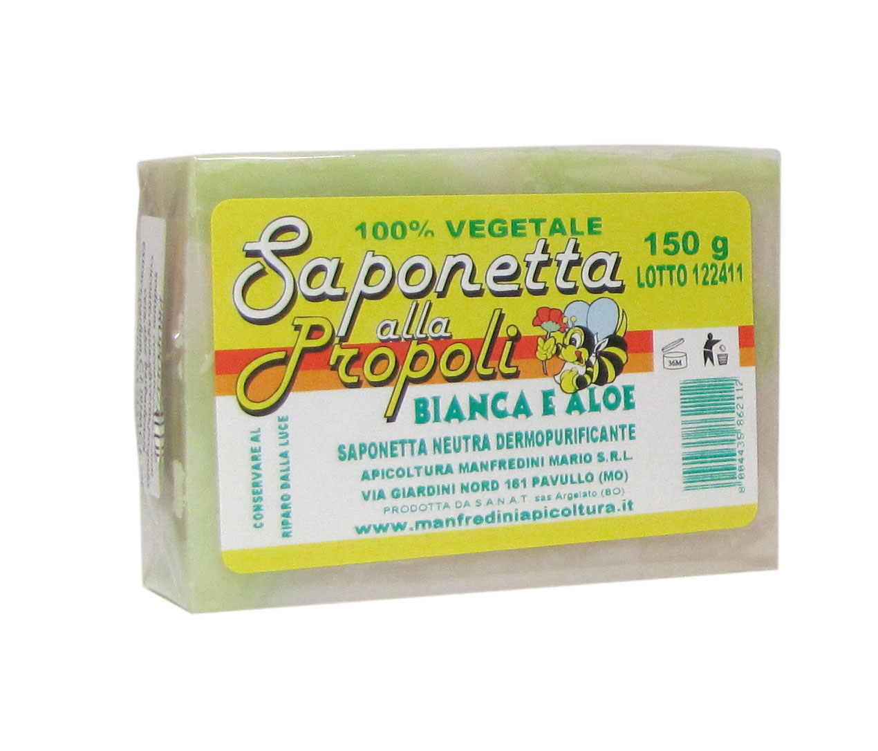 SAPONETTA ALLA PROPOLI E ALOE 150 gr 100% VEGETALE